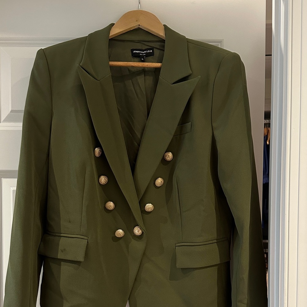 Generation Love Olive Double-Breasted Blazer
